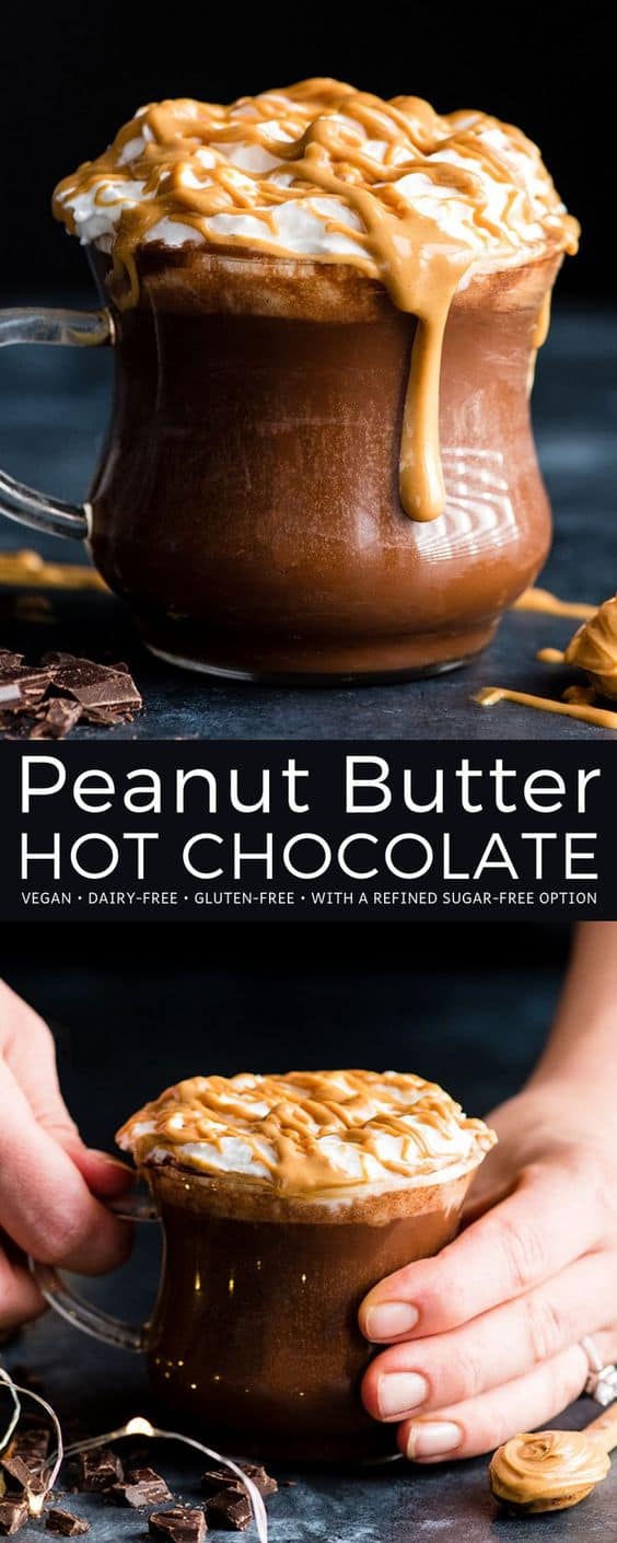 8. Peanut Butter Vegan Hot Chocolate