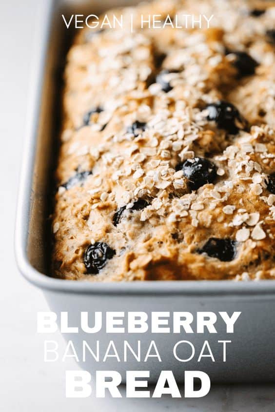 Vegan blueberry and banana oat bread.