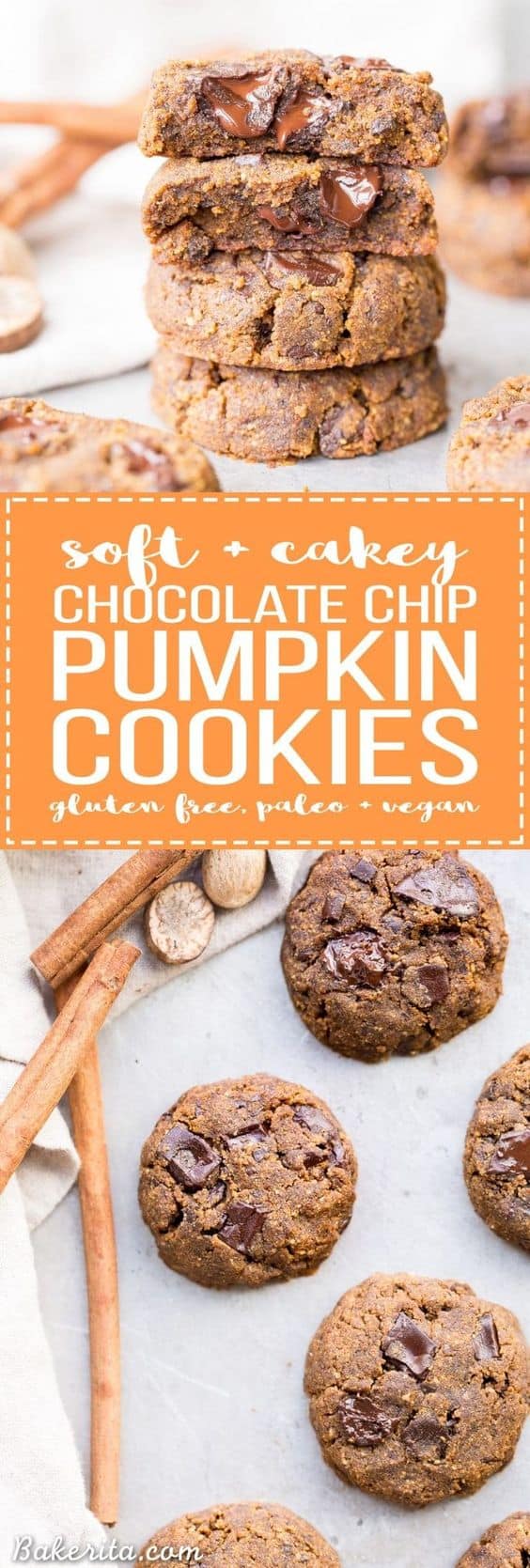 17. Vegan Soft Chocolate Chip Pumpkin Cookies