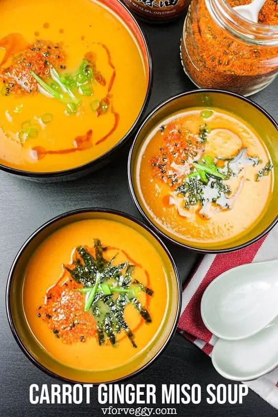 Carrot and ginger miso soup