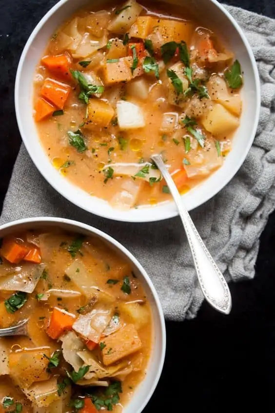 Cleansing vegan winter vegetable miso soup