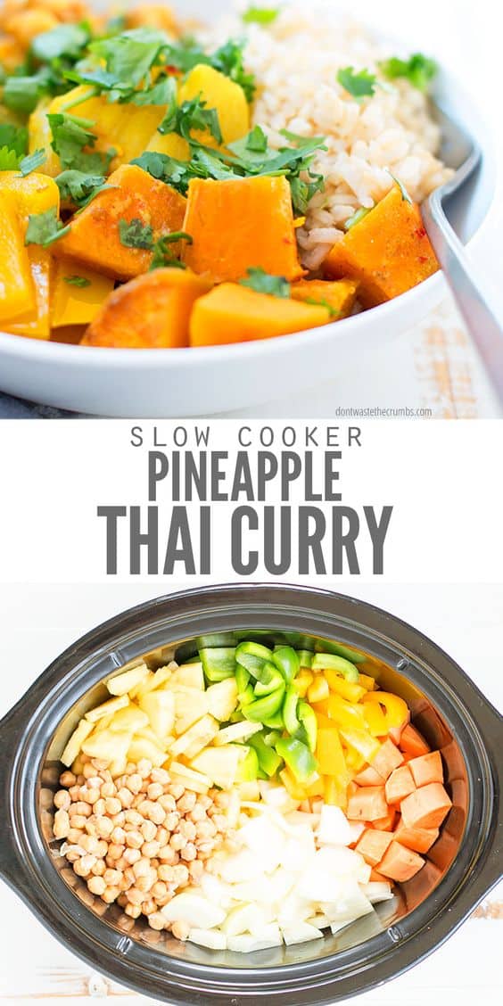 10. Slow Cooker Thai Pineapple Vegetarian Curry