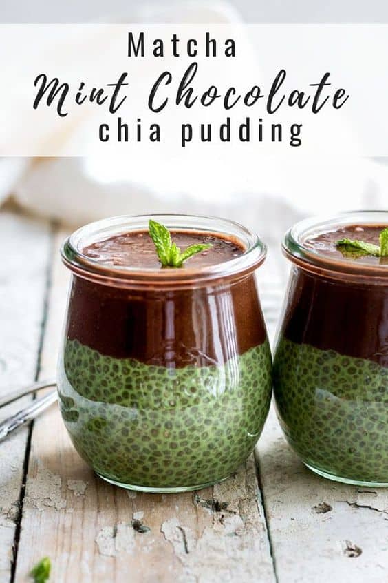 Matcha mint chocolate pudding