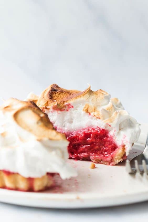 Vegan Meringue Raspberry Tarts