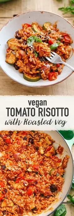 Tomato and toasted Mediterranean vegetable risotto