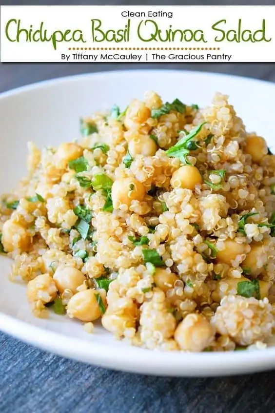 Chickpea basil quinoa salad