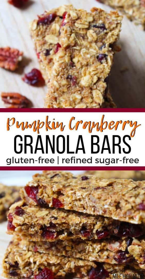 1. Pumpkin Cranberry Granola Bars