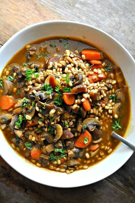 Vegan Roasted Garlic Mushroom and Barley Stew