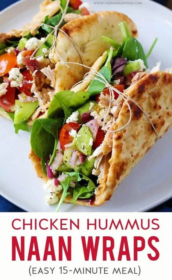 Chicken hummus naan wrap