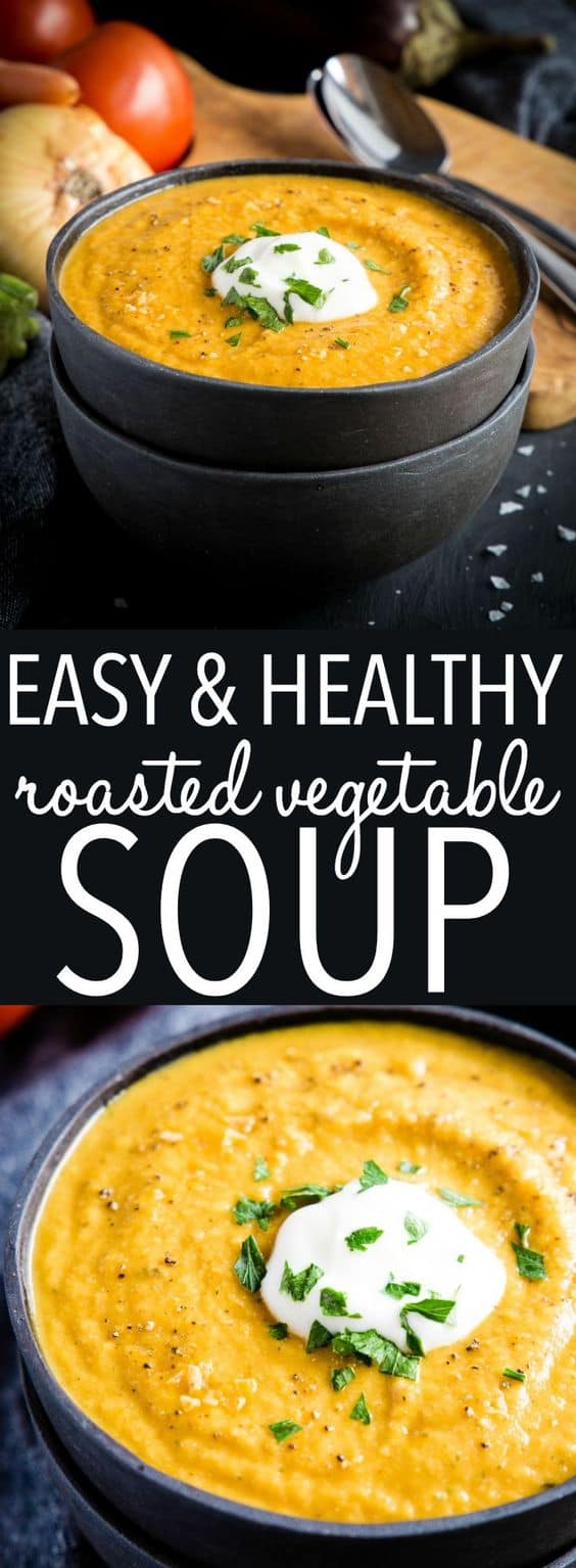 2. Easy Healthy Roasted Vegetable Soup