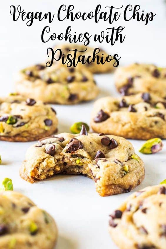 Vegan Chocolate Chip Cookies with Pistachios