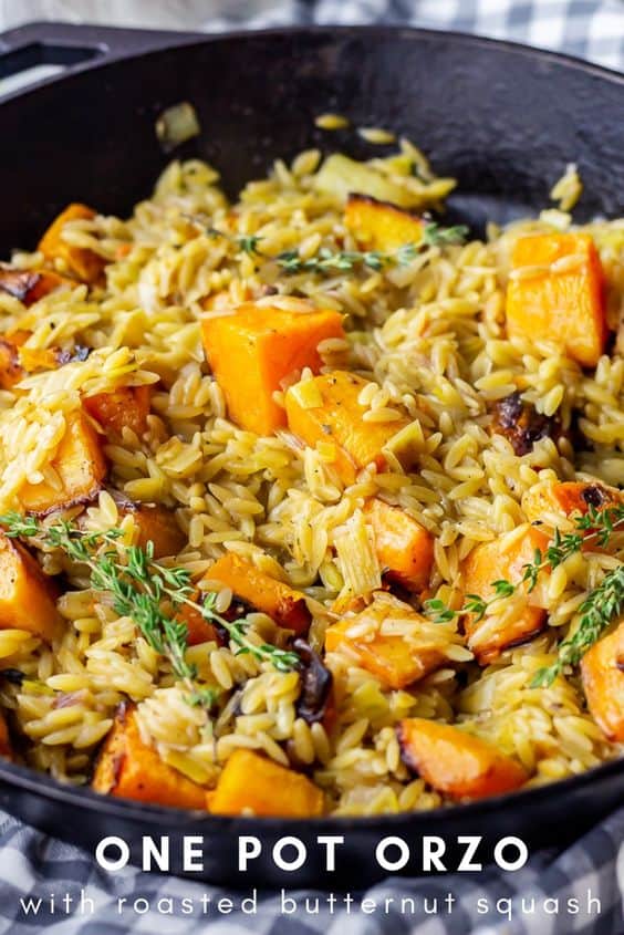 One Pot Orzo with Roasted Butternut Squash
