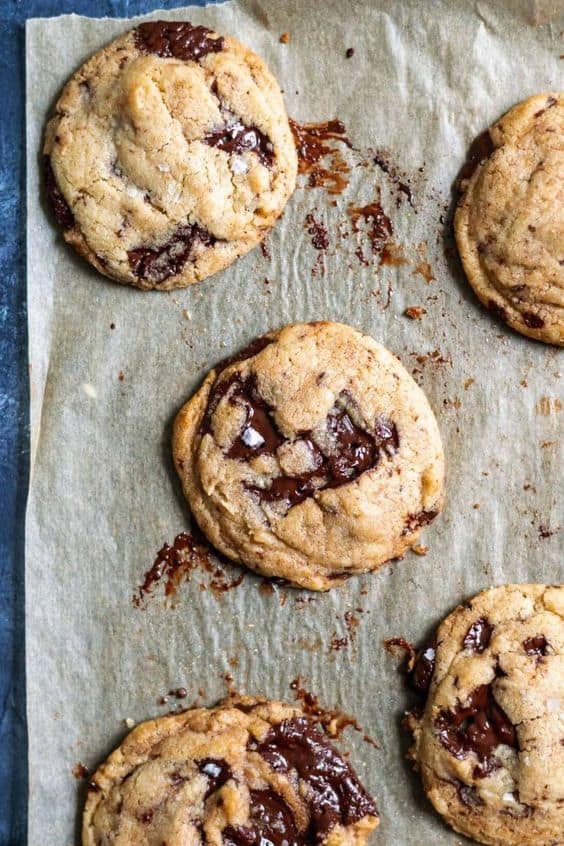 Chewy Vegan Tahini Chocolate Chip Cookies