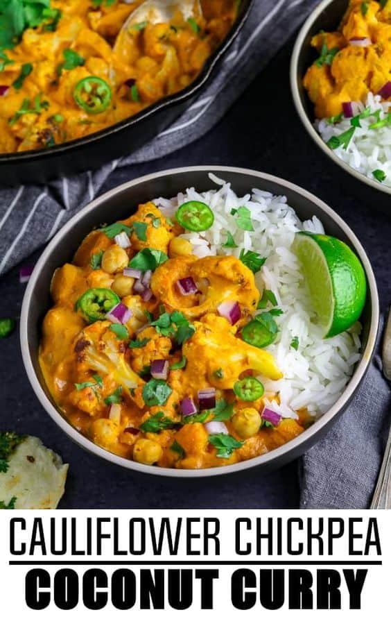 Cauliflower Chickpea Coconut Curry