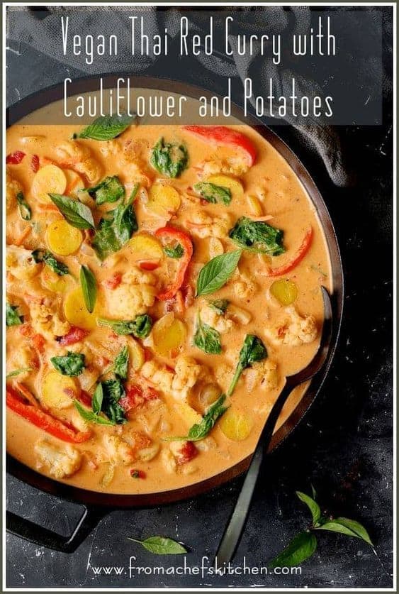 Vegan Thai Red Curry with Cauliflower and Potatoes