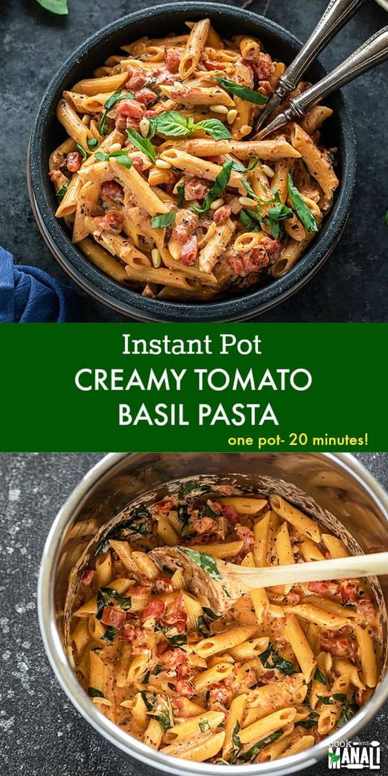 5. Instant Pot Creamy Tomato Basil Pasta
