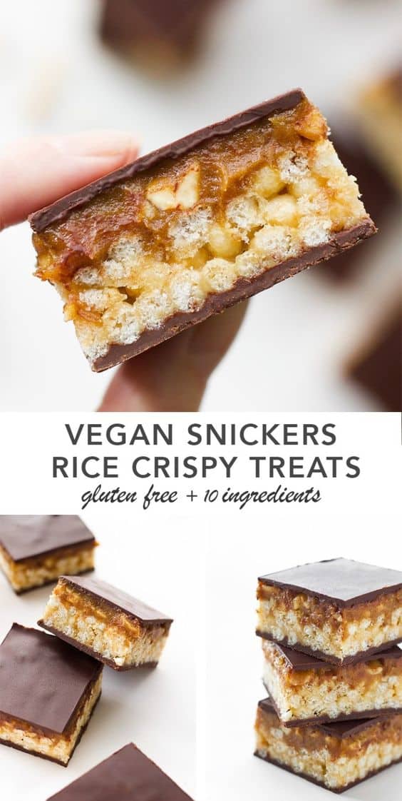 11. Vegan Snickers Rice Crispy Treats