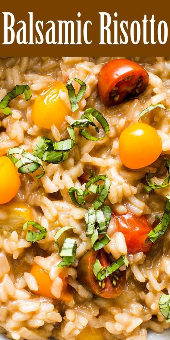 15. Balsamic Risotto with Tomatoes and Basil