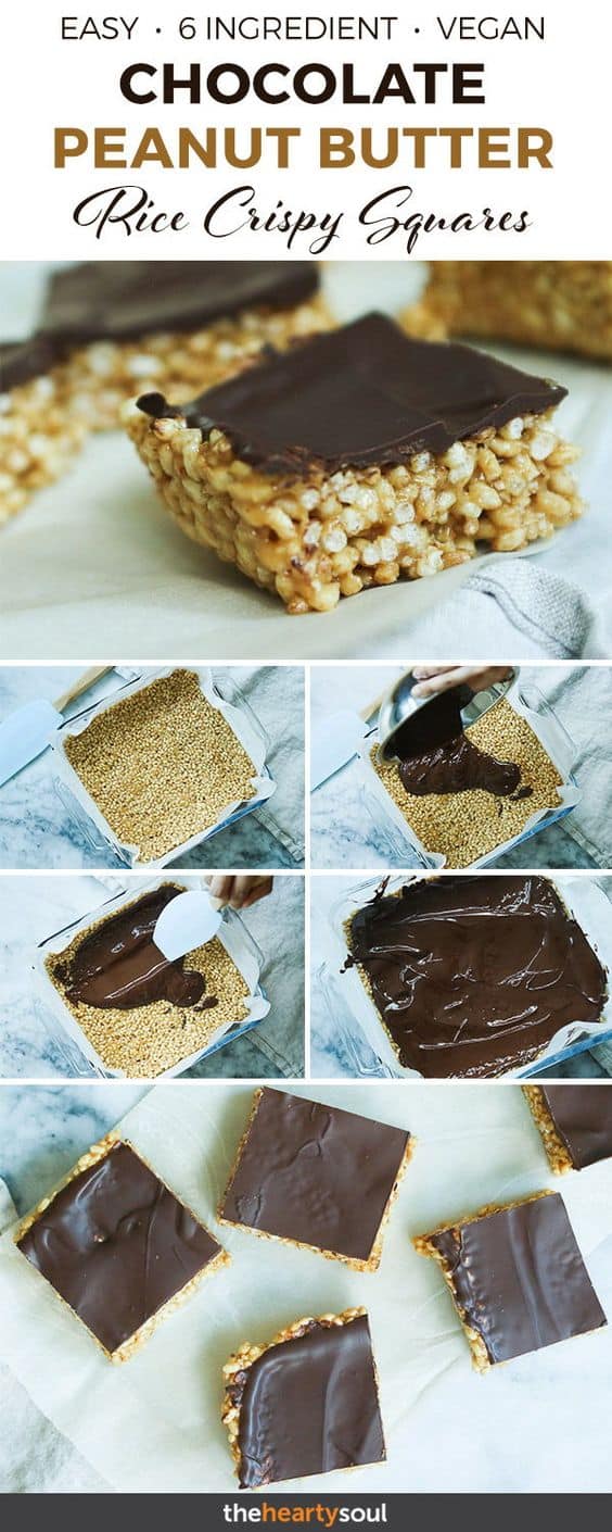 6. Vegan Chocolate Peanut Butter Rice Crispy Squares