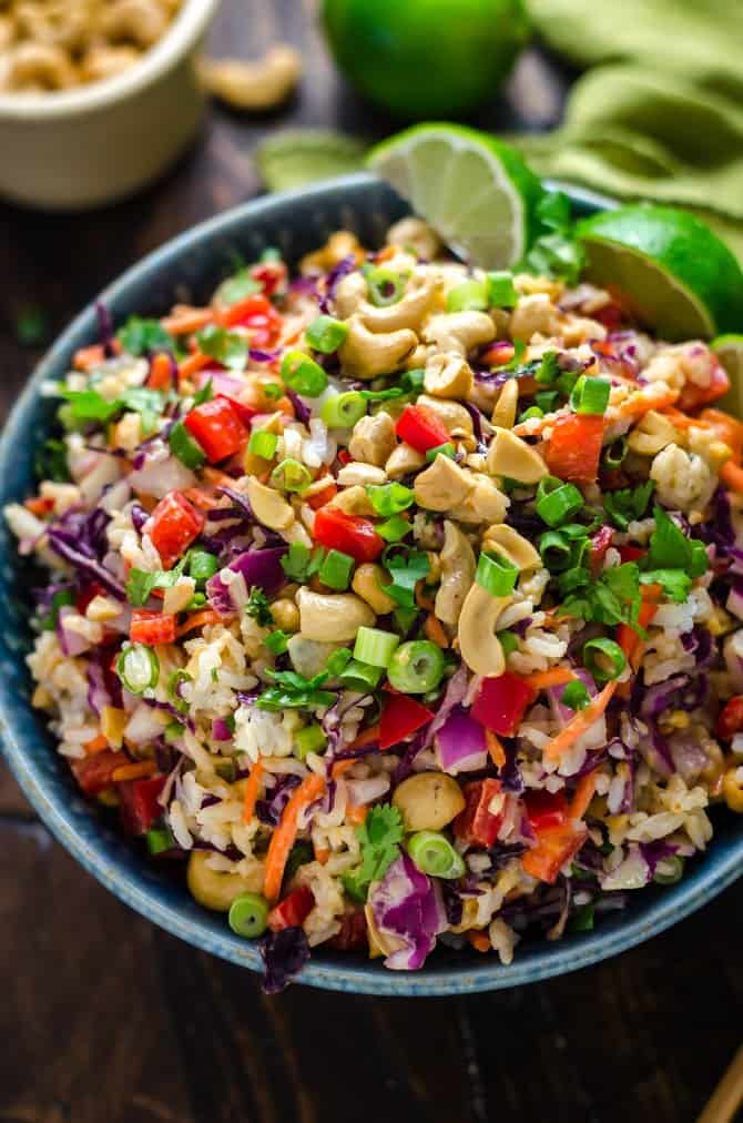 Thai Cashew Coconut Rice With Ginger Peanut Sauce