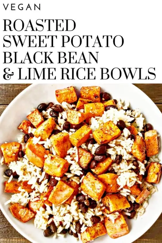 Roasted Sweet Potato, Black Bean and Lime Rice Bowls