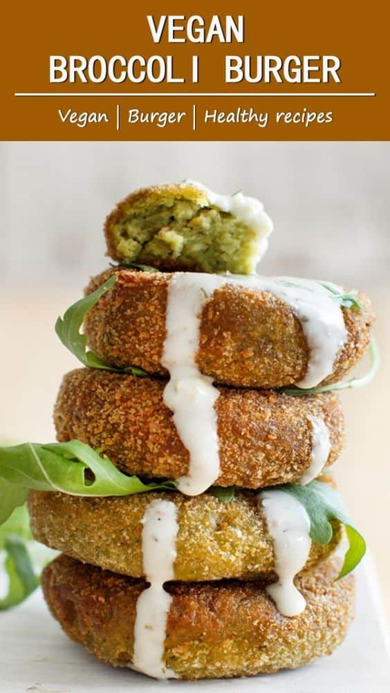 Vegan Broccoli Burger With Tahini Dressing