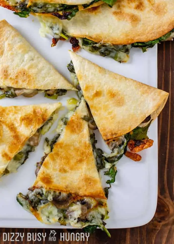 Baked Spinach Mushroom Quesadillas