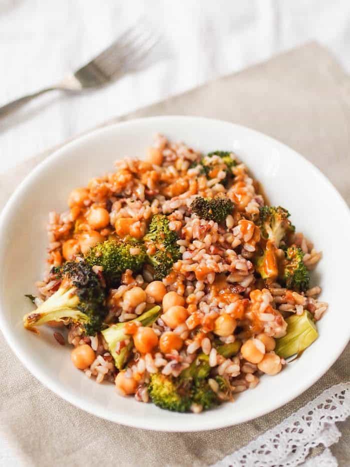 Broccoli, Chickpea and Brown Rice Bowl with Mustard