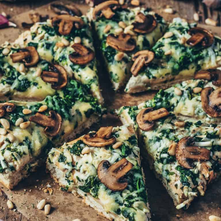 2. Garlic Mushroom and Spinach Pizza
