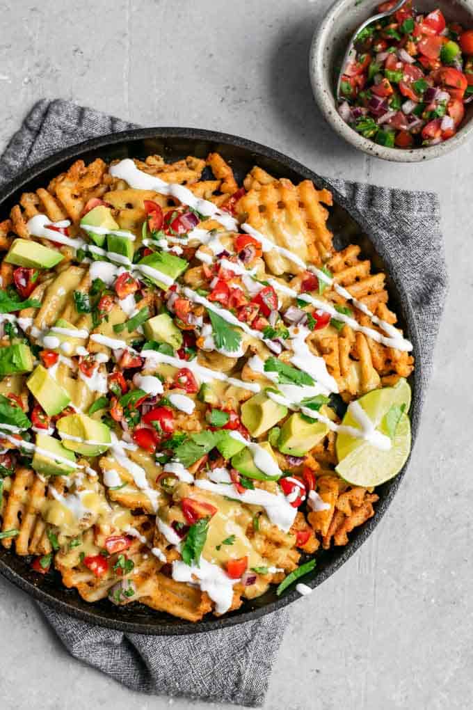 Waffle Fry Nachos with Vegan Queso