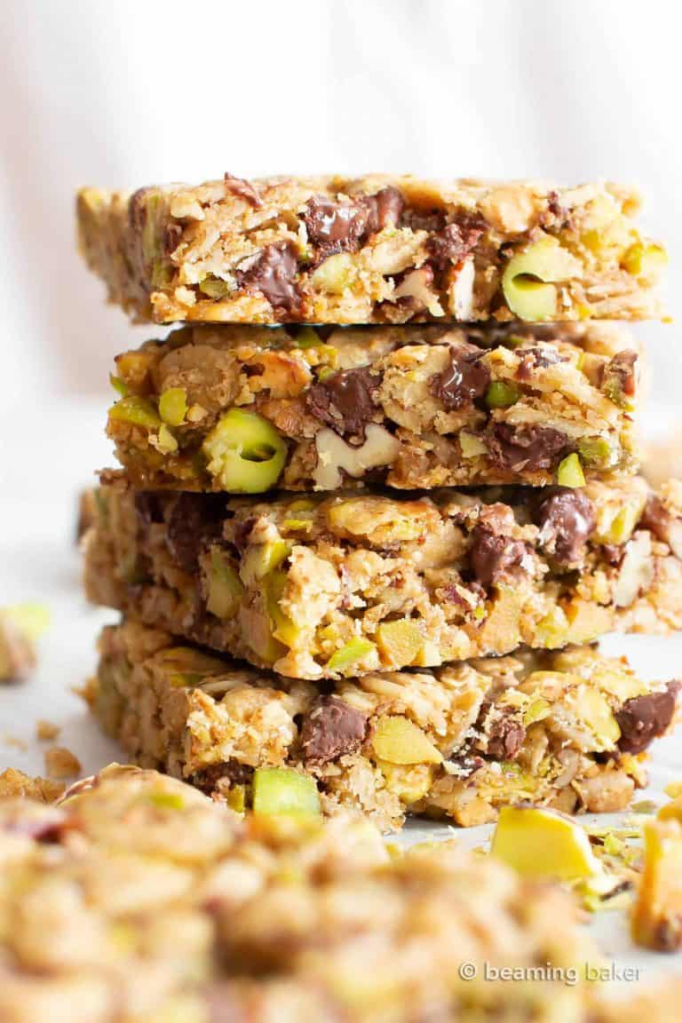 6. Chocolate Pistachio Healthy Vegan Snack Bars 