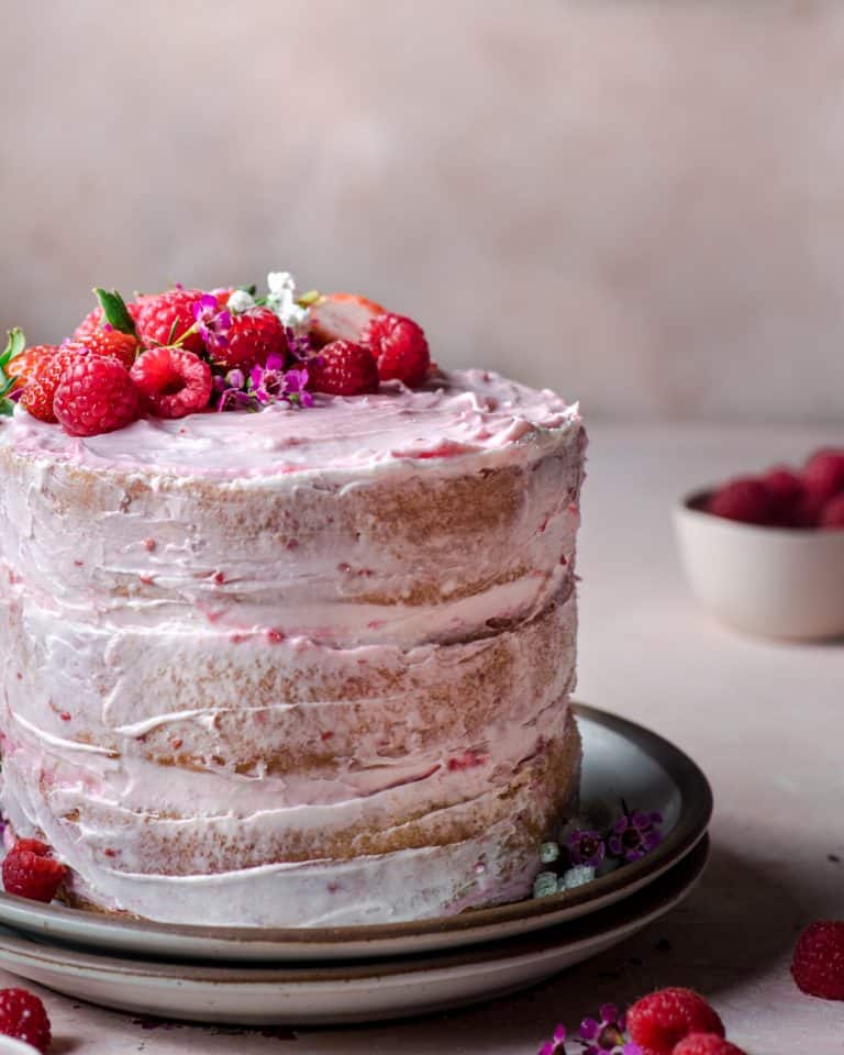 15. Vegan Vanilla Layer Cake with Raspberry Jam