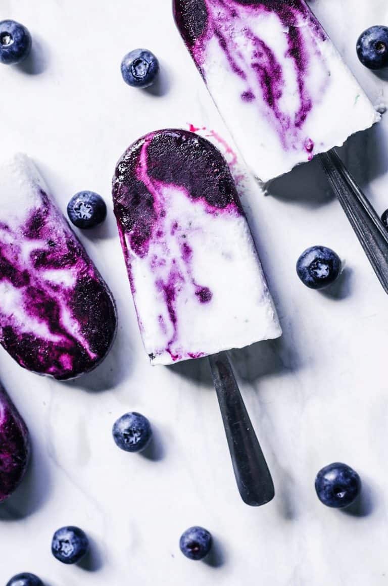 9. Creamy Blueberry Swirl Coconut Milk Popsicles