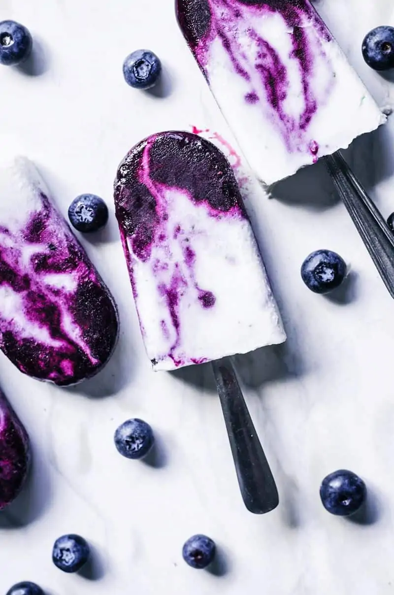 Creamy Blueberry Swirl Coconut Milk Popsicles