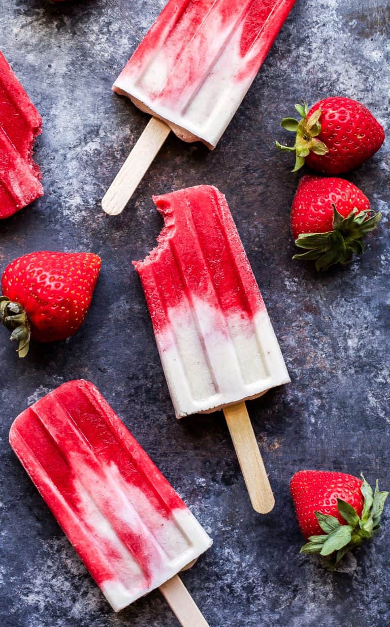 2. Vegan Strawberries and Cream Popsicles