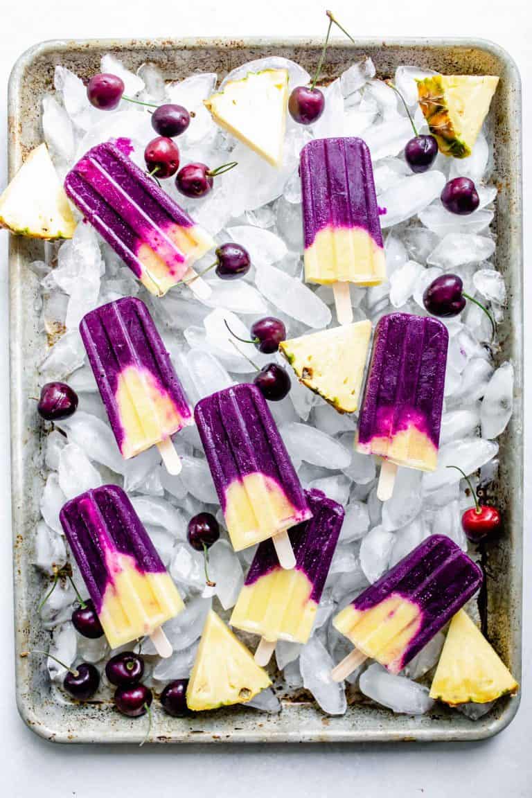 11. Cherry Pineapple Popsicles