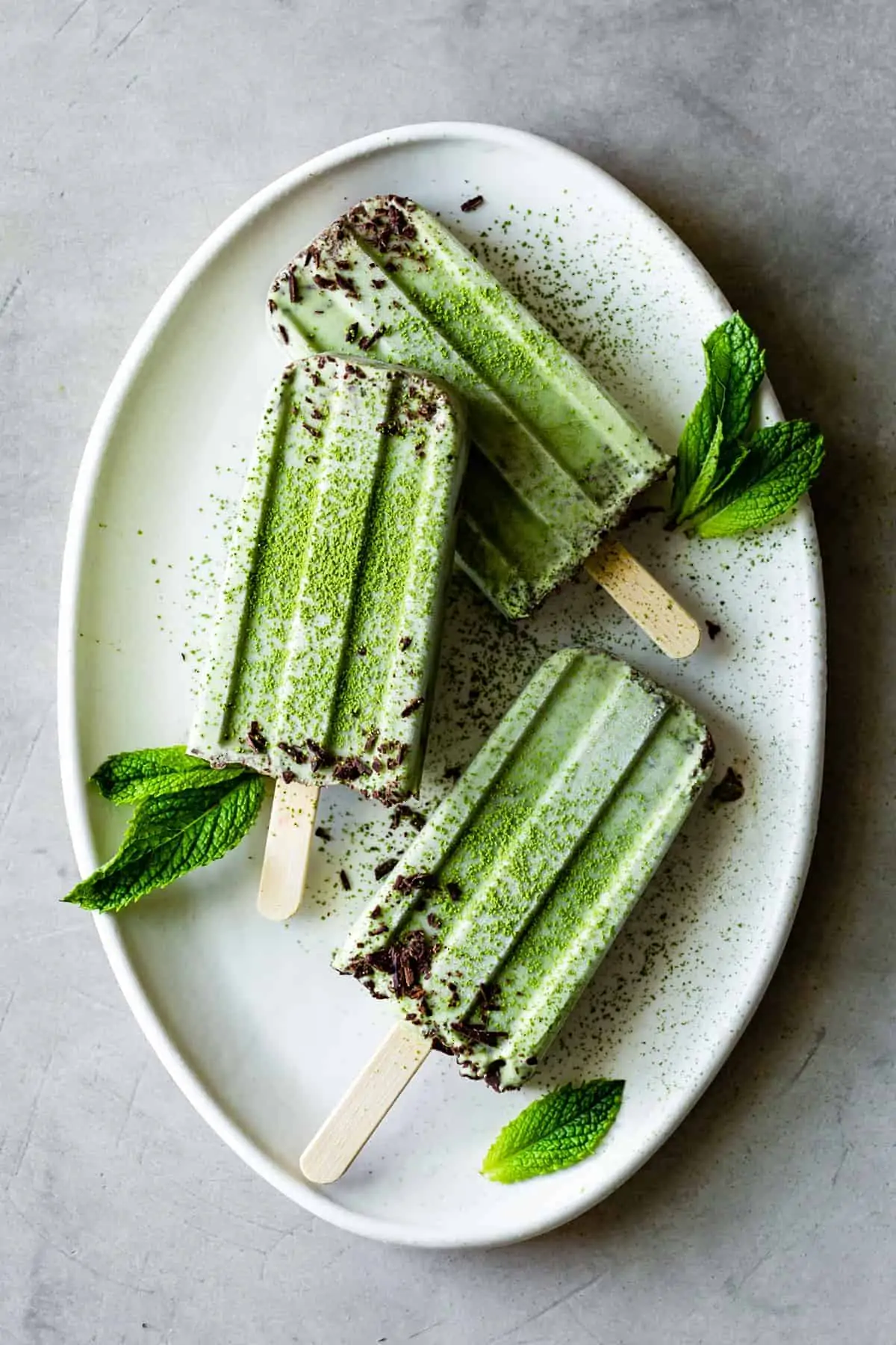 Vegan Matcha Mint Chip Popsicles