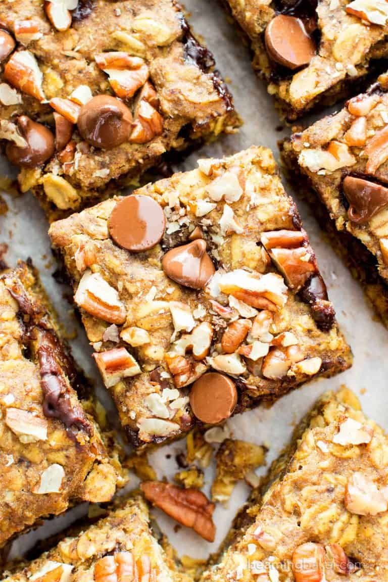 7. Pumpkin Chocolate Chip Oatmeal Breakfast Bars