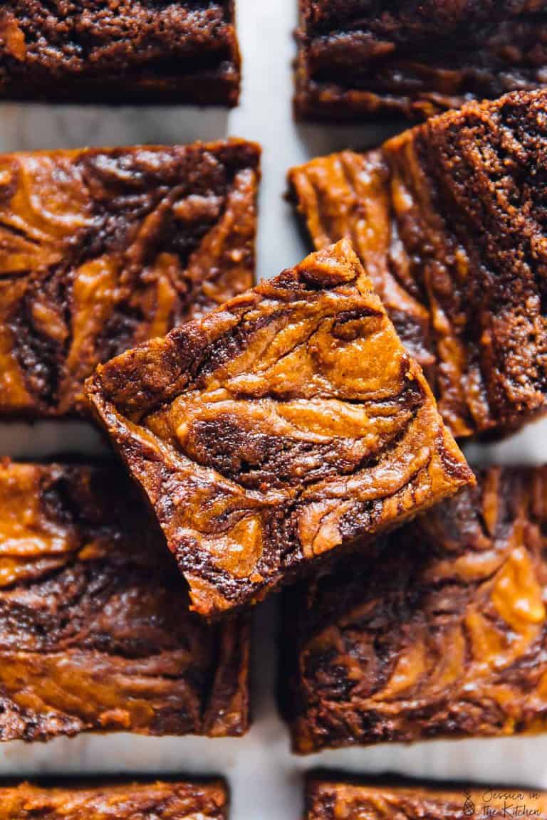 15. Vegan Pumpkin Cheesecake Swirl Brownies