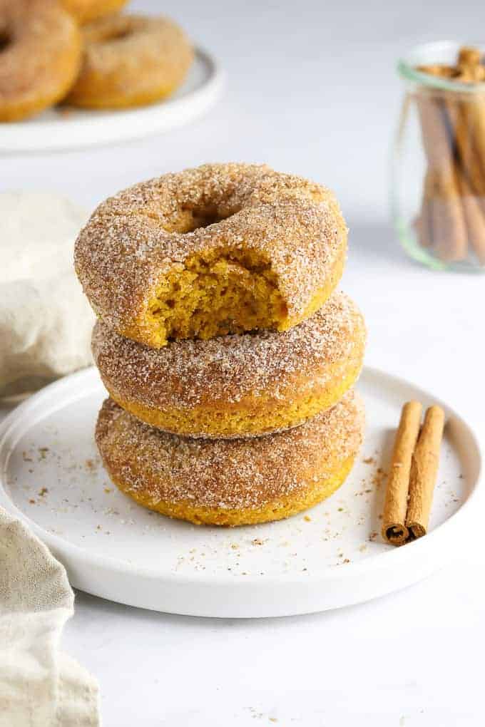 Vegan Pumpkin Donuts with Cinnamon Sugar