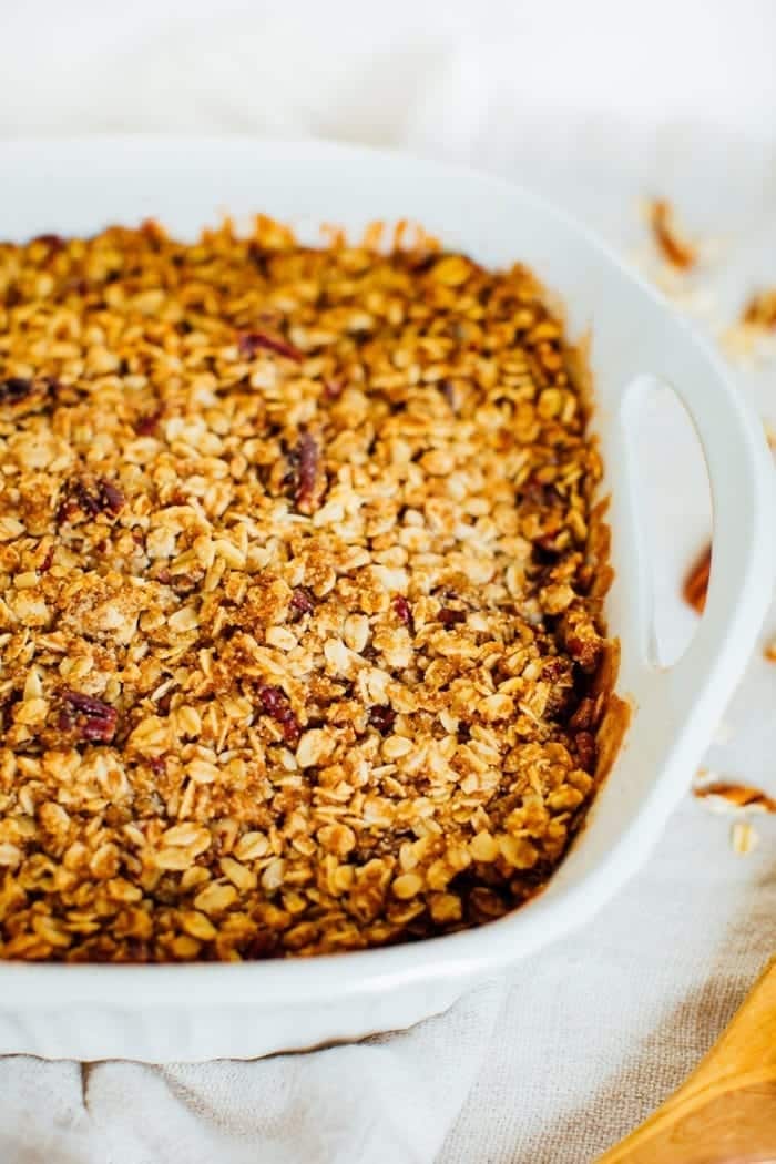 Healthy Apple Crisp with Oatmeal Pecan Topping