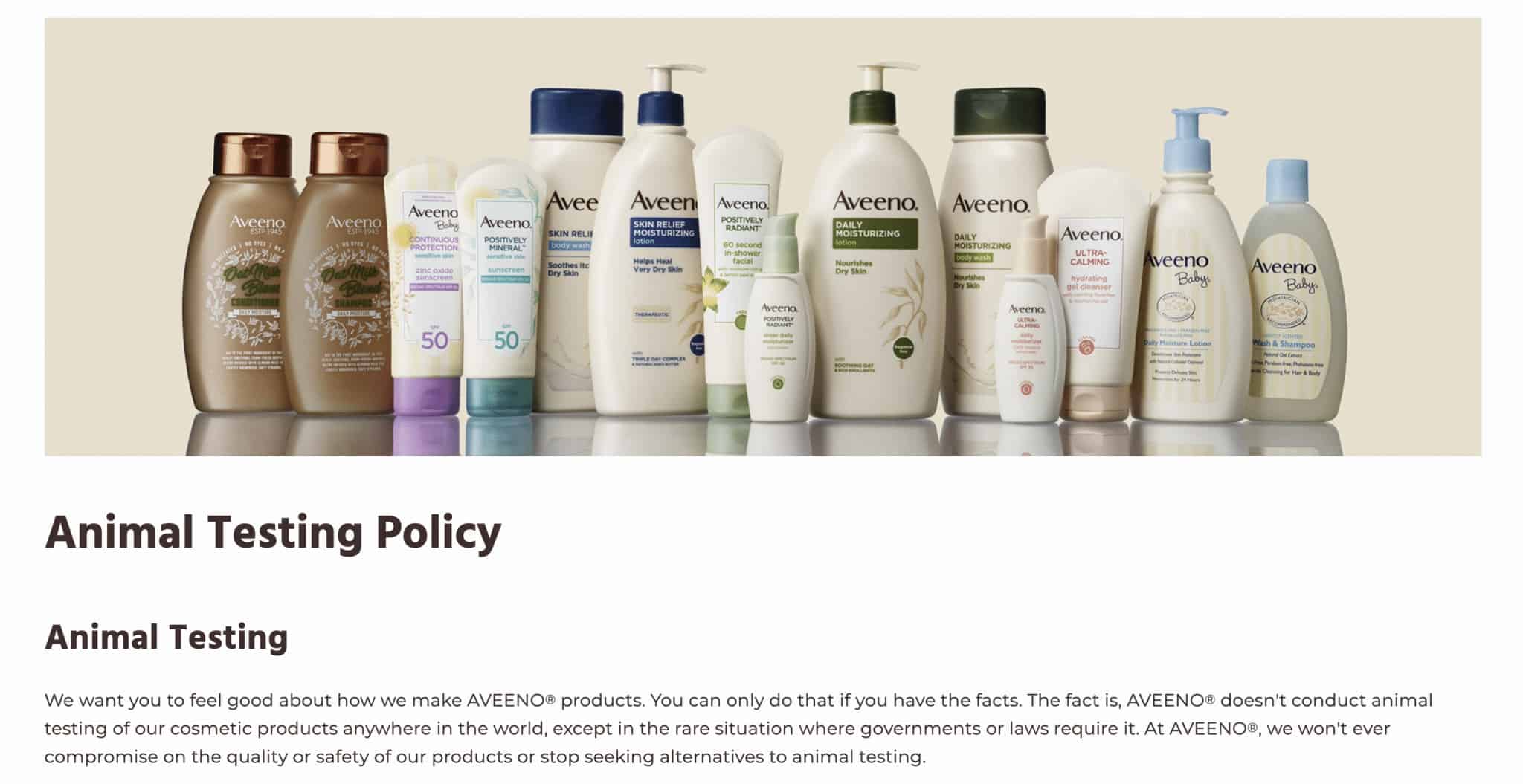 Is Aveeno Cruelty Free? 2022 Update Aglow Lifestyle