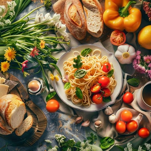 emthehuman1_a_realistic_photo_of_a_delicious_Spring_dinner_me_222d52f4-21ec-4af8-bf19-8962e4982a4e_0