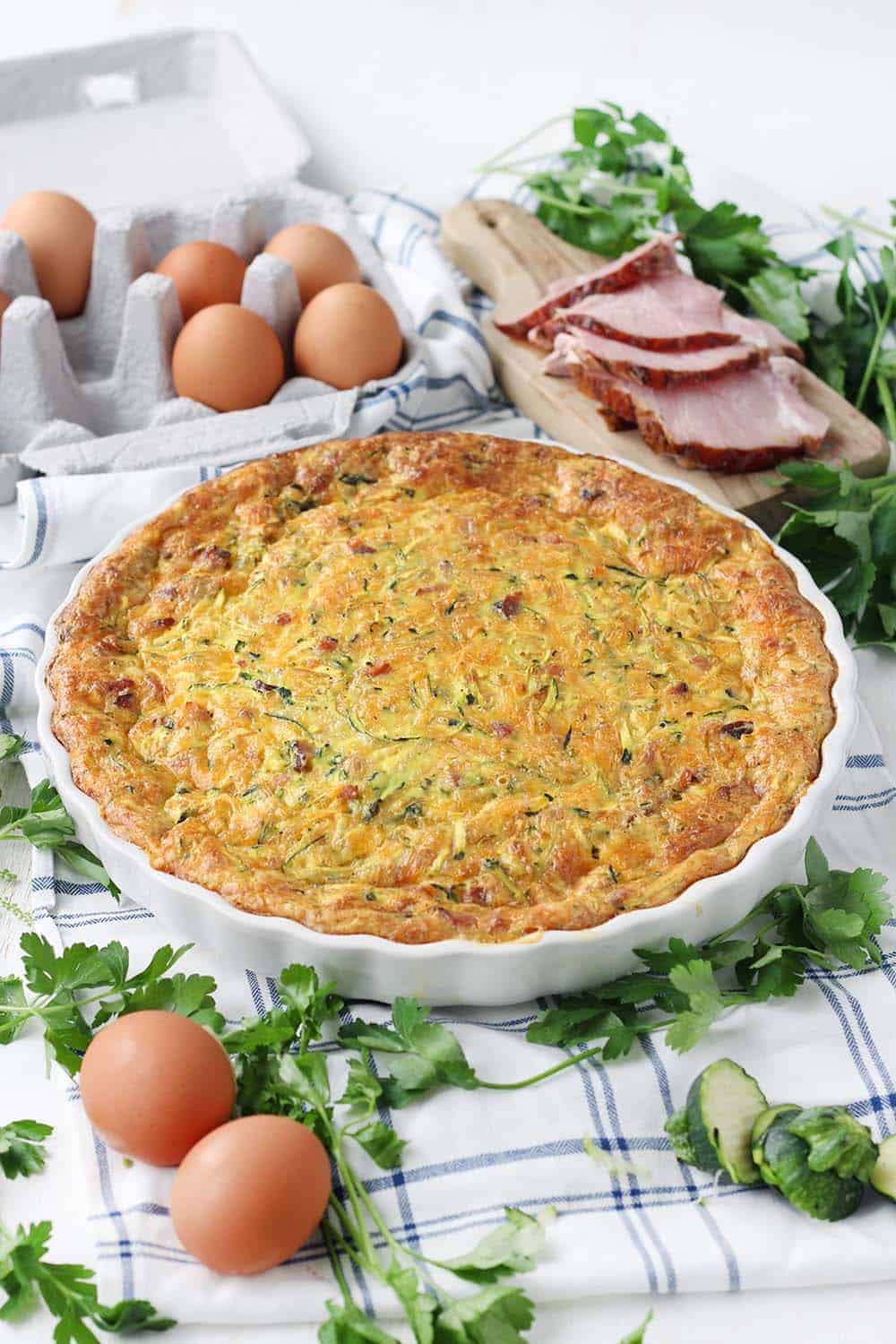 Ham and Zucchini Quiche without Crust