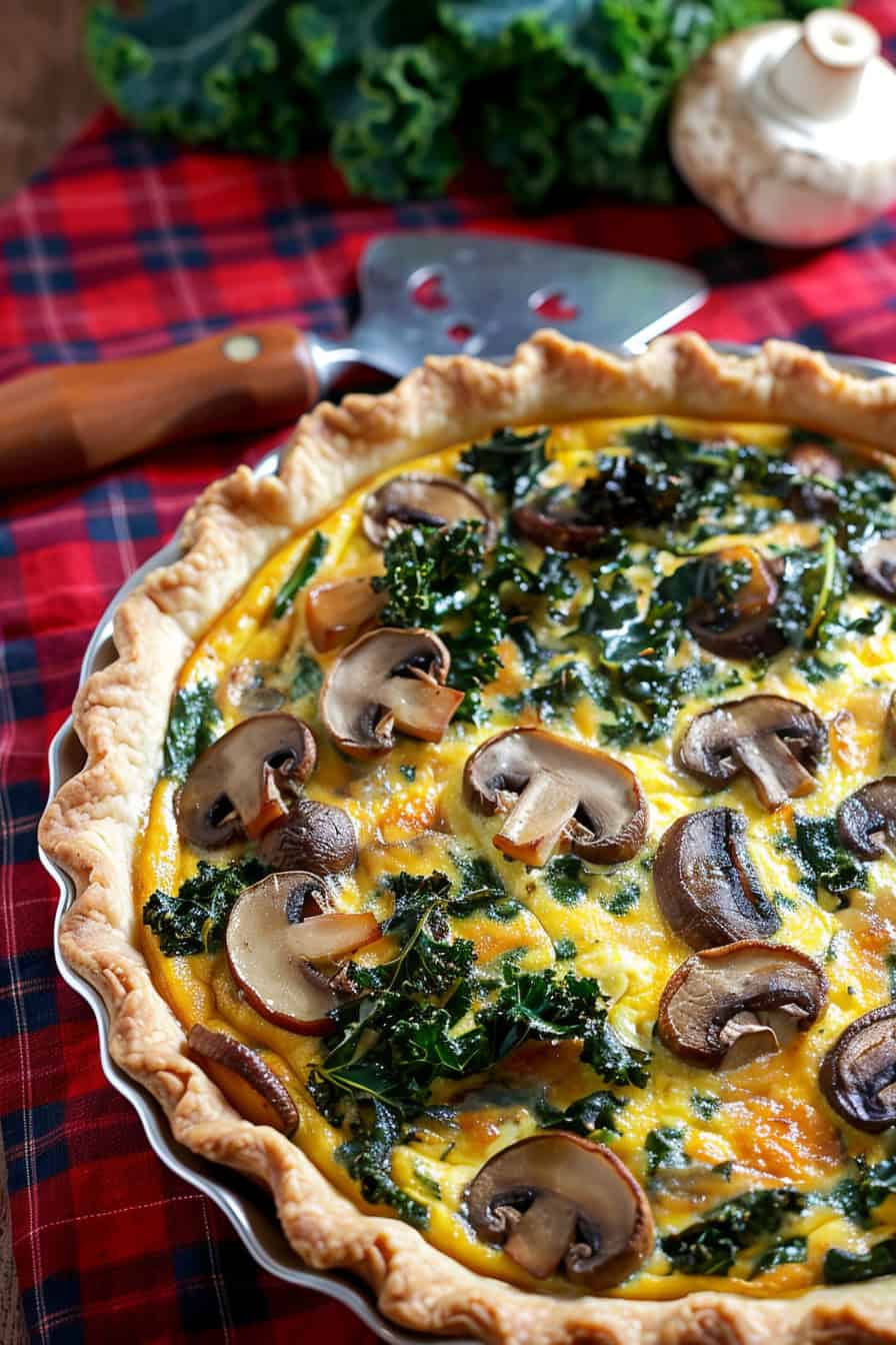 Mushroom, Kale, and Cheddar Quiche