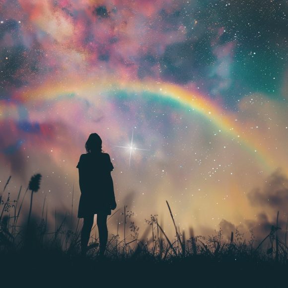 emthehuman1_a_person_looking_at_a_rainbow_spiritual_stars_-a_5c789b6e-e4a1-4dc7-9042-c4dc29b397bf_1